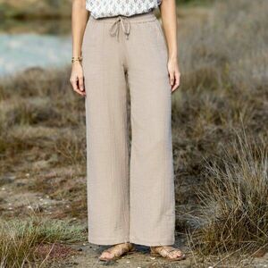 Magas derekú muszlin széles szárú nadrág kép