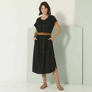 Egyszínű midi ruha gombokkal kép