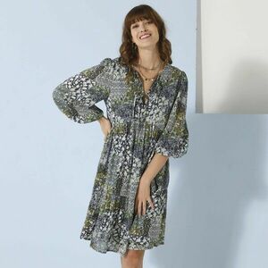 Légies, rövid ruha légies kreponból, nyomtatott mintával kép