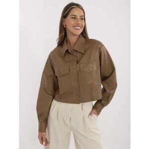 Rövid, kamel színű műbőr kabát kép