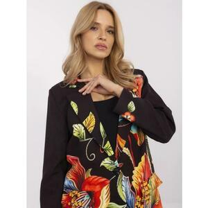 Fekete, virágmintás női kabát kép