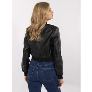 Fekete műbőr bomber kabát zsebekkel kép