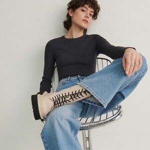 Reserved - Bőr bokacsizma - Krém kép