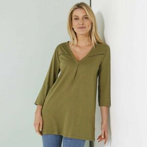 Egyszínű tunika 3/4-es ujjakkal és horgolt szegéllyel kép