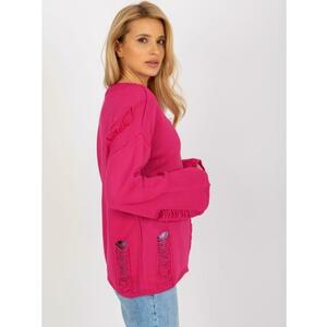 Fukszia pulóver copfokkal és gallérral kép