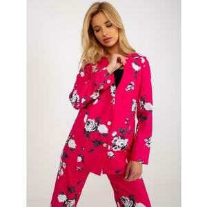 Fukszia elegáns kabát virágmintával a szettből kép