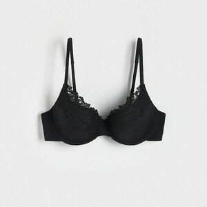 Reserved - Enyhén merevített melltartó csipkedíszítéssel - Fekete kép