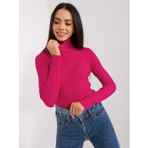 Fuksziás alap pulóver rollóval és rugalmas mandzsettával kép