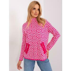 Fukszia színű, klasszikus pulóver, kerek nyakkivágással kép