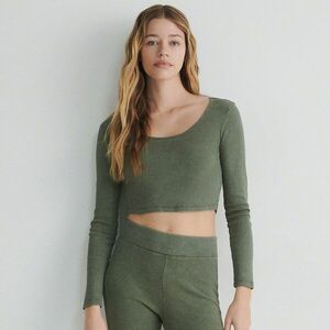 Reserved - Hosszú ujjú, koptatott hatású felső - Khaki kép