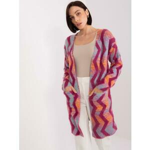 Fuksziás kardigán mintával és zsebekkel kép