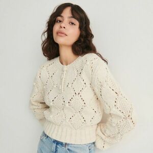 Reserved - Áttört mintájú pulóver gombokkal - Krém kép