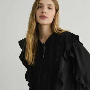 Reserved - Fodros blúz - Fekete kép