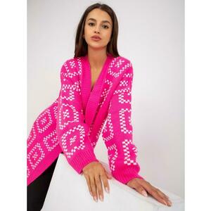Fluoreszkáló rózsaszín kardigán mintával, gombok nélkül RUE PARIS kép