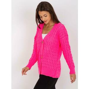 Fluoreszkáló rózsaszín steppelt pulóver gombokkal RUE PARIS kép