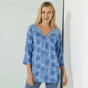 Tunika 3/4 ujjal, nyomtatott és horgolt díszítéssel kép