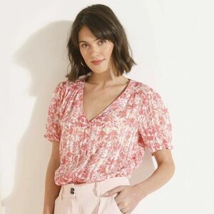 Gombos voile blúz nyomtatással kép