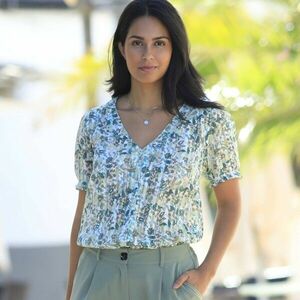 Gombos voile blúz nyomtatással kép