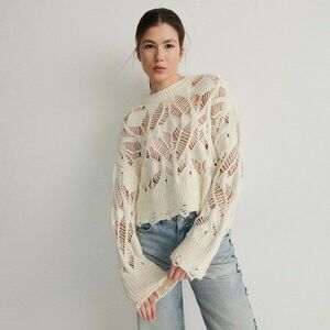 Reserved - Áttört pulóver - Krém kép