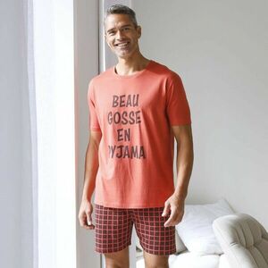 Pizsama kockás rövidnadrággal és nyomtatással kép