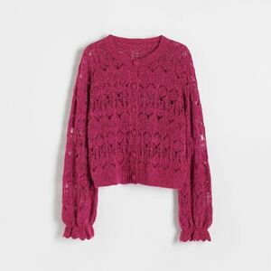 Reserved - Áttört mintájú kardigán - Rózsaszín kép