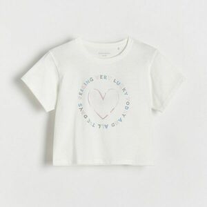 Reserved - Nyomott mintás pamut póló - Krém kép