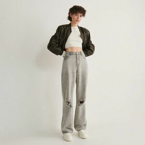 Reserved - Wide leg, szaggatott farmer - Világosszürke kép