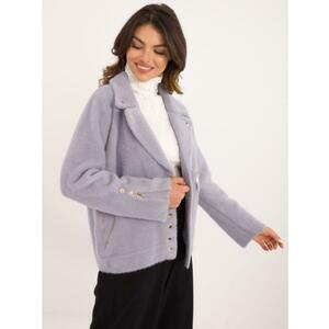 Világos lila alpaka kabát patentos gombokkal kép