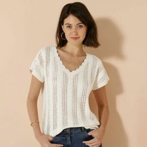 V-nyakú blúz, csipkés kötésből készült kép