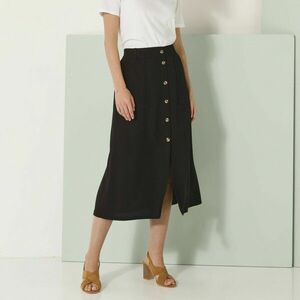 Egyszínű midi szoknya gombokkal kép