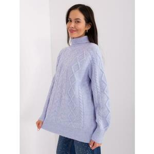 Világos lila oversize pulóver puffos ujjakkal kép
