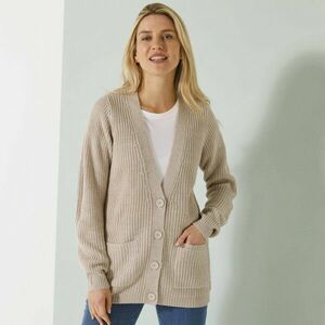 Stretch hosszú kardigán sima mintával kép