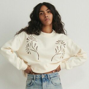 Reserved - Hímzett pulóver - Krém kép