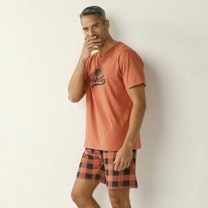 Pamut kockás pizsama rövid ujjú és rövidnadrággal kép