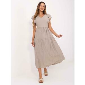 Bézs színű midi ruha gombokkal a hátán kép
