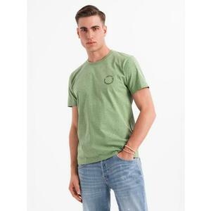 Férfi nyomtatott pamut póló kerek nyakkal - zöld V4 OM-TSFP-0186 kép