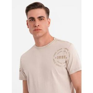 Férfi pamut póló katonai stílusú nyomtatással - bézs V1 OM-TSWT-0202 OM-TSWT-0202 kép