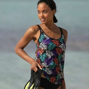 Fürdőruha tankini top Malaya nyomtatással, nagy mellméretű mellrészhez kép