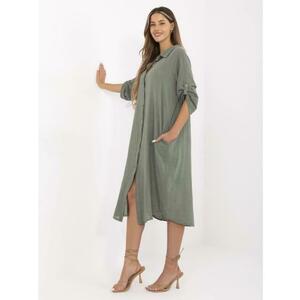 Khaki színű nyári ruha 3/4 ujjal OCH BELLA kép