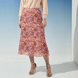 Midi szoknya elasztikus derékszíjjal és nyomtatással kép