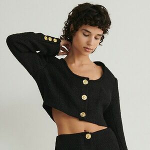 Reserved - Bukléanyagú rövid blézer - Fekete kép