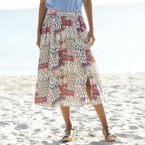 Midi szoknya légies kreppből, nyomtatott mintával kép