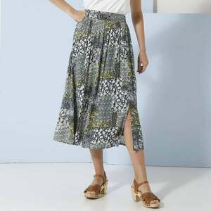 Midi szoknya légies kreppből, nyomtatott mintával kép