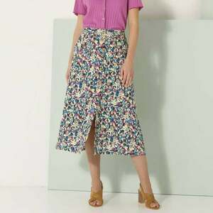 Midi szoknya gombokkal, nyomtatott mintával kép