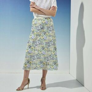 Midi szoknya elasztikus derékszíjjal és nyomtatással kép