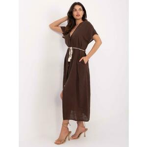 Sötétbarna, fényes ruha zsebekkel OCH BELLA kép