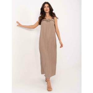 Sötétbézs színű, laza szabású nyári ruha kép