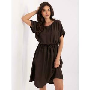 Sötétbarna ruha rugalmas derékkal kép