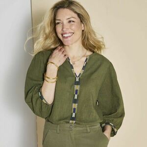 Blúz hímzéssel és 3/4 ujjal, pamut kép