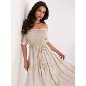 Bézs színű nyári ruha pöttyös pöttyökkel kép